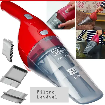 Aspirador de Pó e Água Portátil Black+Decker Recarregável APB3600