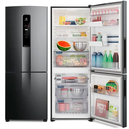 Geladeira Inverse Duplex Electrolux Frost Free 490 Litros Black Inox IB7B